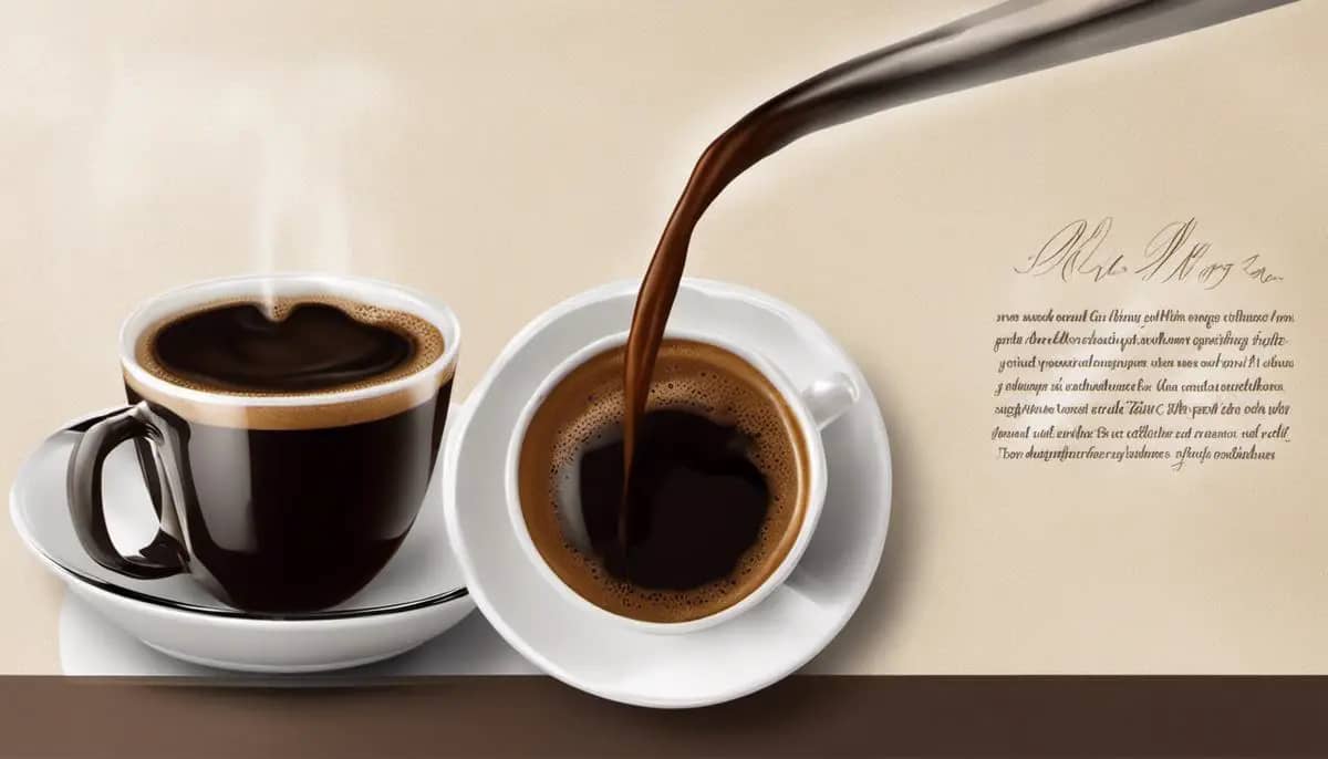 An image of a cup of rich, dark coffee being poured to visually complement the text.